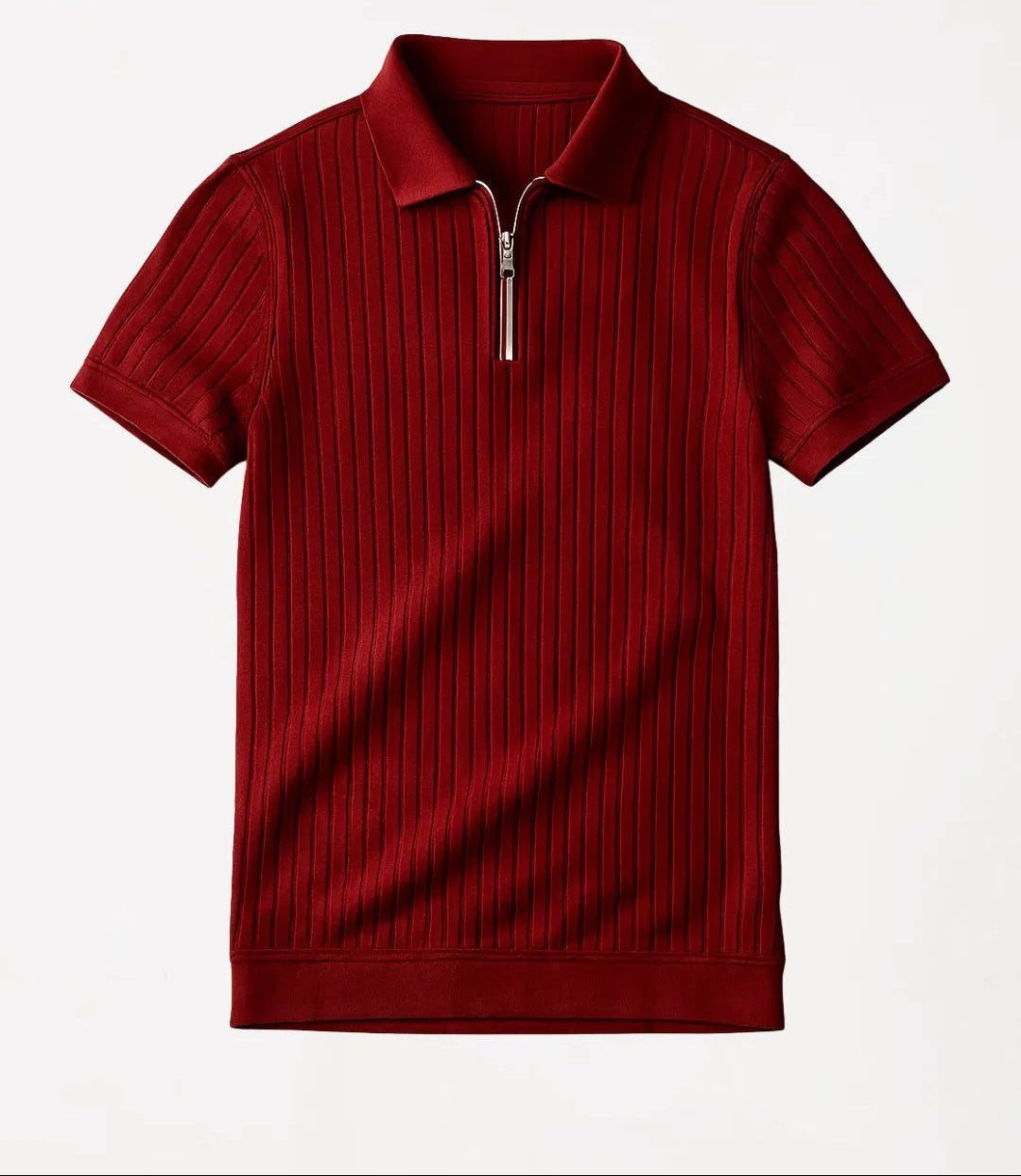 Men’s Navy Ribbed Zip Polo Shirt