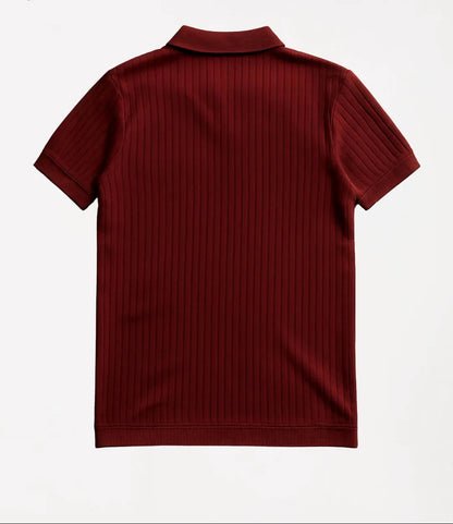 Men’s Navy Ribbed Zip Polo Shirt