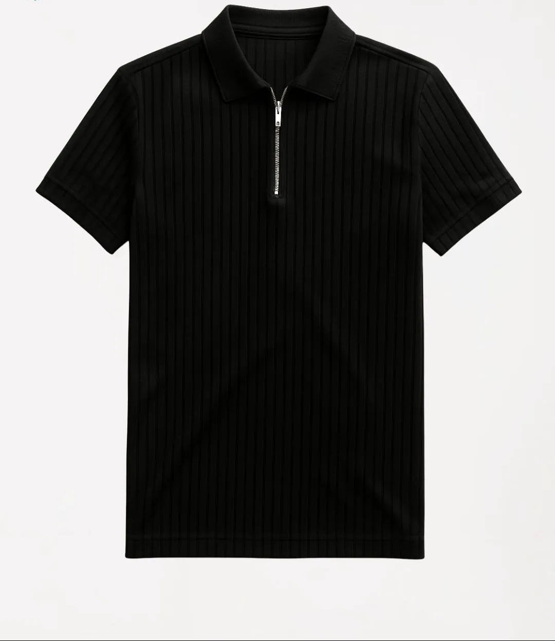 Men’s Navy Ribbed Zip Polo Shirt