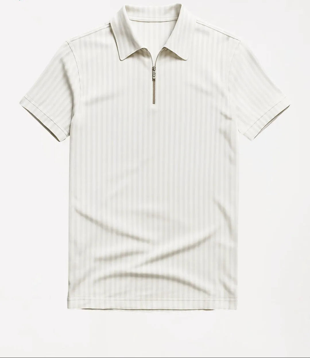 Men’s Navy Ribbed Zip Polo Shirt