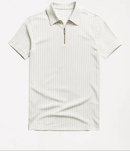 Men’s Navy Ribbed Zip Polo Shirt