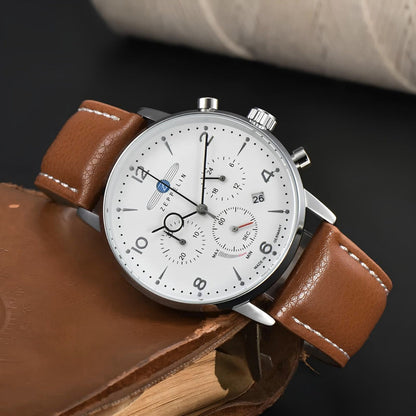 Men’s Classic Brown Leather Chronograph Watch