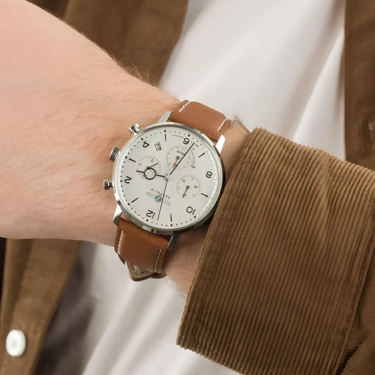 Men’s Classic Brown Leather Chronograph Watch