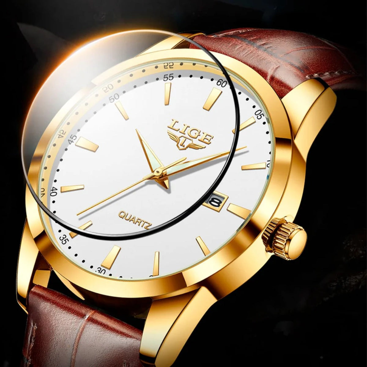 Men’s  Leather Quartz Watch