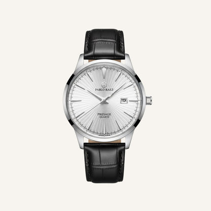 Men’s Classic Silver Leather Watch