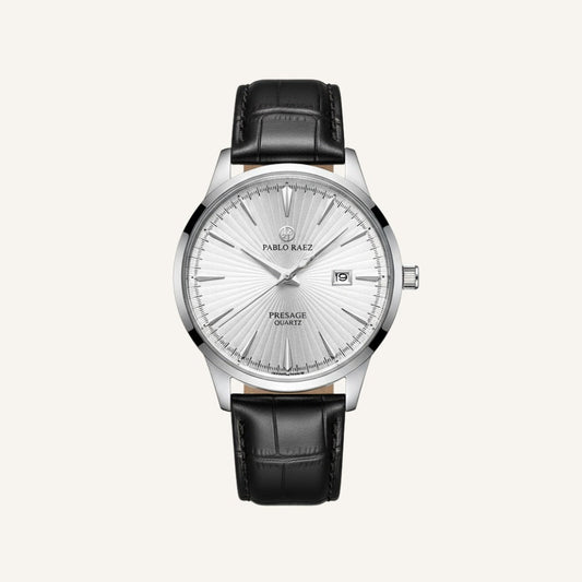 Men’s Classic Silver Leather Watch