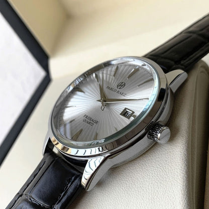 Men’s Classic Silver Leather Watch