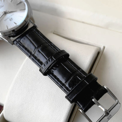 Men’s Classic Silver Leather Watch
