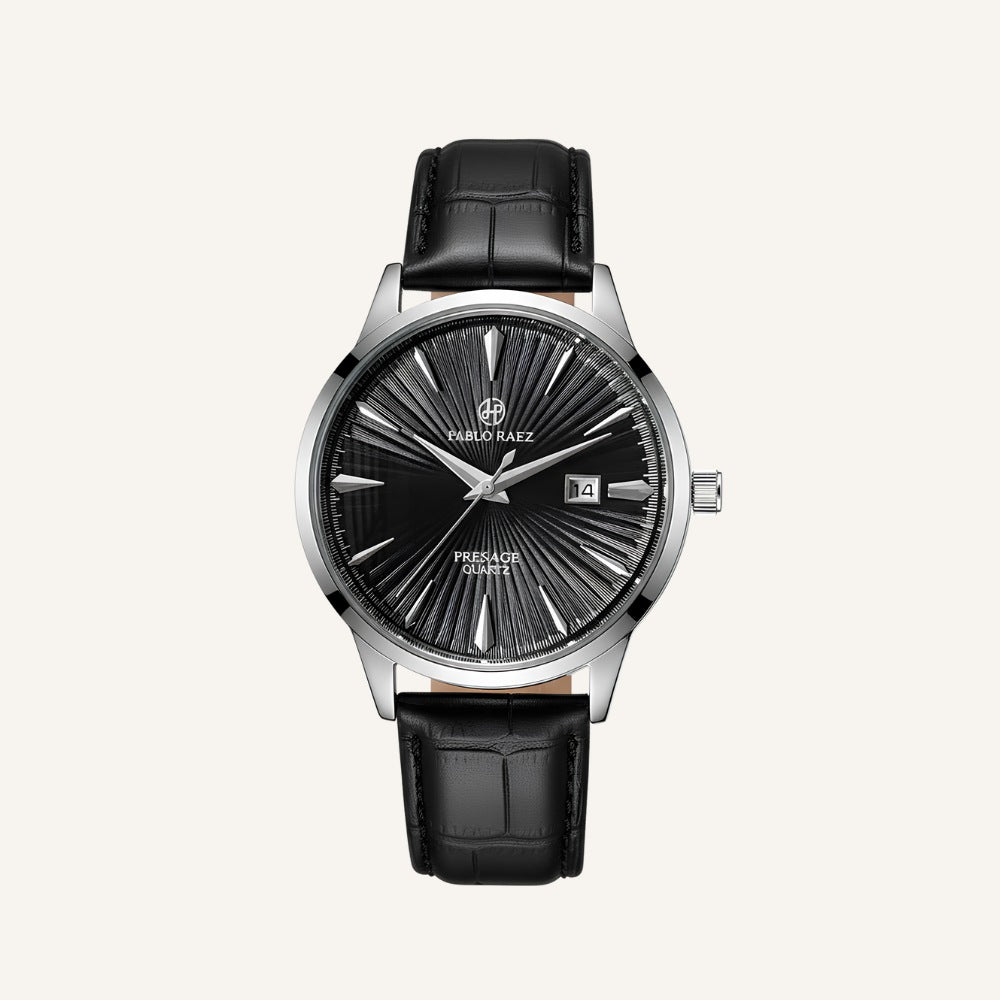 Men’s Classic Silver Leather Watch
