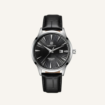 Men’s Classic Silver Leather Watch