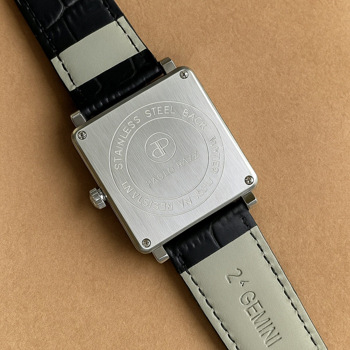 Men’s Rectangle Roman Numeral Leather Watch