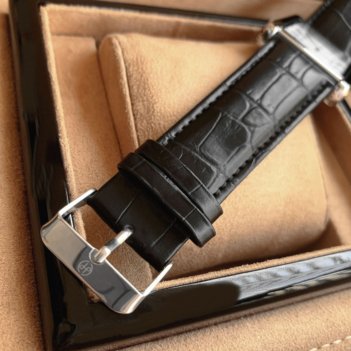 Men’s Rectangle Roman Numeral Leather Watch
