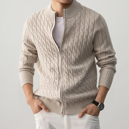 Zack Cable-Knit Wool Cardigan