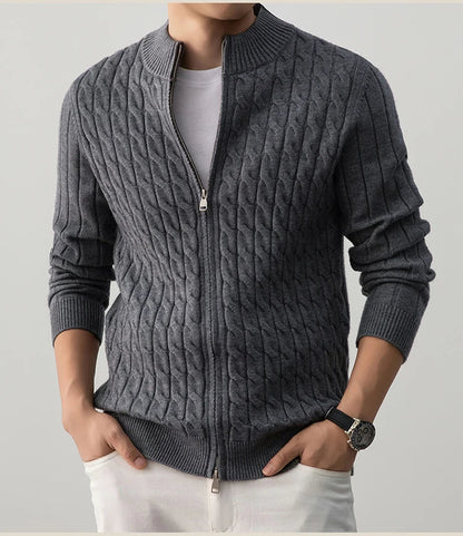 Zack Cable-Knit Wool Cardigan
