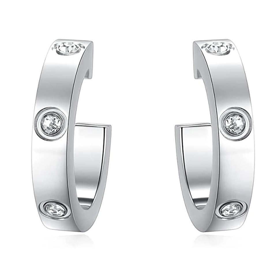 Mini CZ Diamond Hoops (Yellow Gold/Sterling Silver)