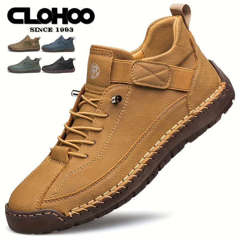 Scarpe da uomo casual con suola morbida e confortevole, realizzate a mano con cuciture a mano e fondo in gomma, marchio CLOHOO