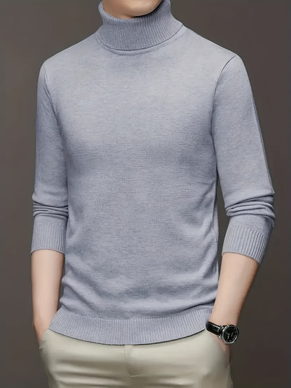 Maglione da Uomo 100% Lana - Morbido e Caldo, Collo Alto Elasticizzato, Lavabile in Lavatrice, Tinta Unita per Look Casual & Business, Maglione a Girocollo Comodo, Tessuto ad Alta Elasticità, Abbigliamento da Ufficio, Design Classico, Costruzione Durevole