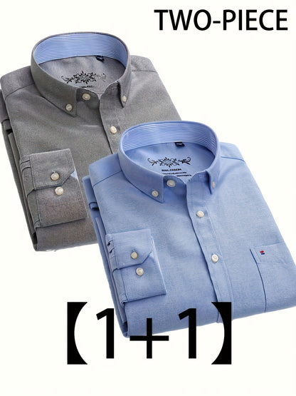 Valerio – Due Camicie Oxford a Manica Lunga Monocolore