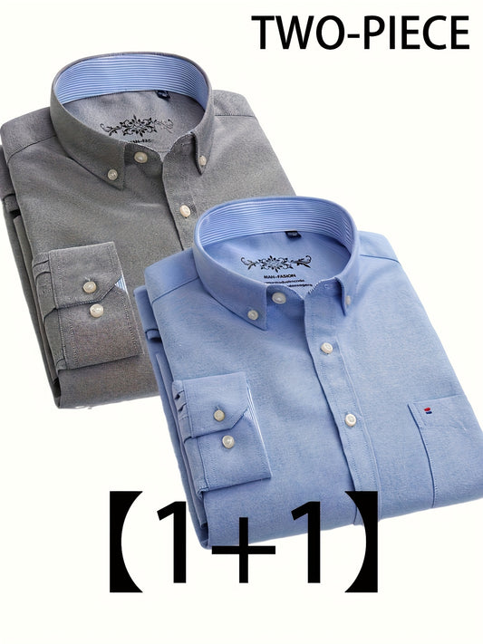 Valerio – Due Camicie Oxford a Manica Lunga Monocolore