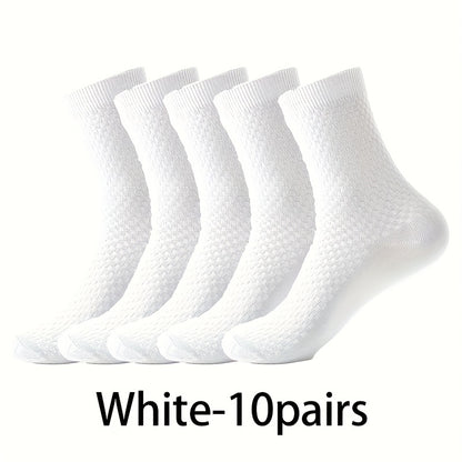 10 Paia, Calzini Uomo in Fibra di Bambù a Mezza Gamba - Traspiranti e Comodi per Business Casual e Ufficio, Calzini Traspiranti e Confortevoli, Indossare Quotidiano,Design Classico,Stile Minimalista,Tessuto Morbido,Uomini Professionali