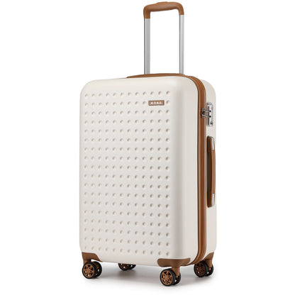 Set di 4 Valigie da 14/20/24/28 pollici Kono Elegante in ABS+PC a Pois con Guscio Rigido e Serratura TSA, Set di 4 Pezzi con Valigetta da Toilette, Bagagli da Viaggio Durevoli con Serratura TSA e Ruote Silenziose