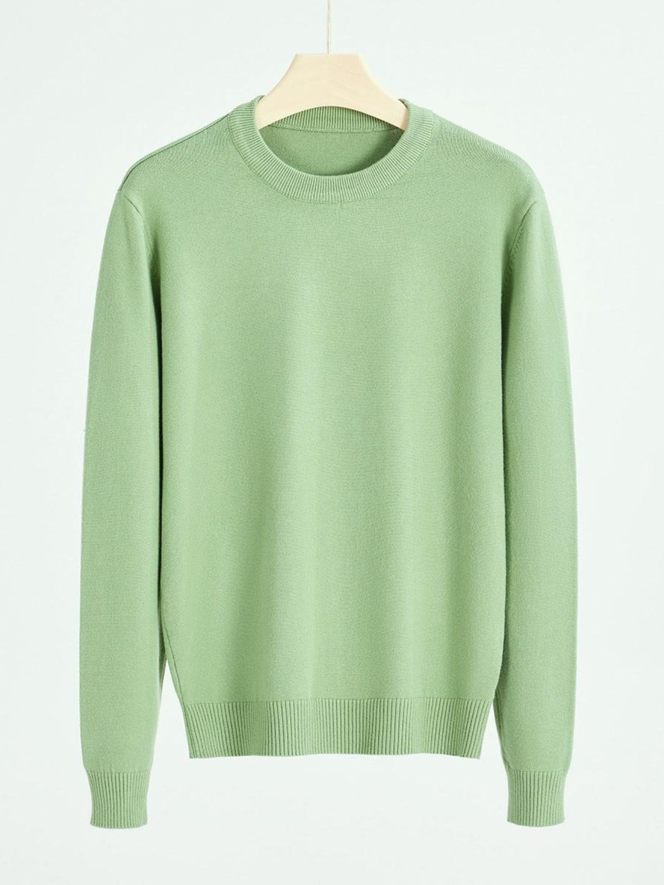 Maglione a maglia stretch slim fit per uomo - Pullover caldo slim fit per autunno e inverno, maglieria casual a collo tondo con coste, colore solido, 440 g/m², perfetto per il Ringraziamento