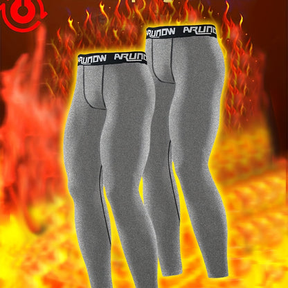 2 pezzi di leggings in pile per uomo, vita alta e elastica, pantaloni stretti, vestibilità slim per uomo, pantaloni lunghi caldi, pantaloni autunnali