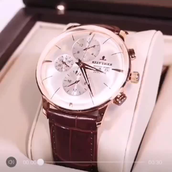 Orologio Reef Tiger da uomo, multifunzionale per affari, meccanico ultra sottile, orologio automatico da uomo, scelta ideale per regali, senza batteria