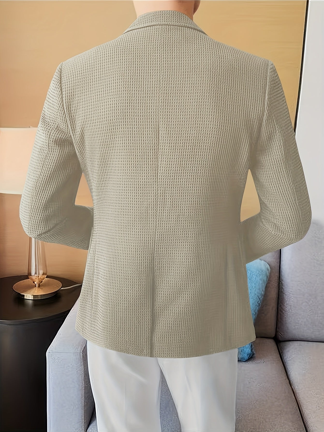 Linea Classic - Blazer a maniche lunghe in maglia waffle per uomo