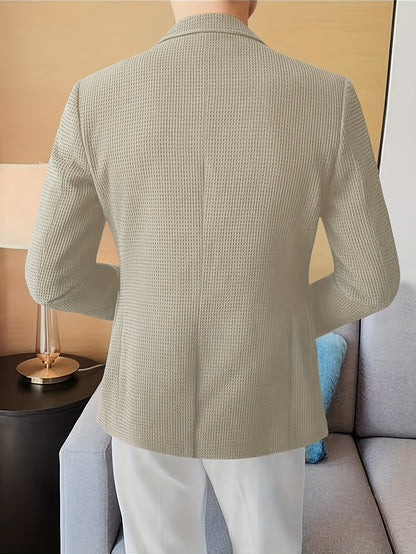 Linea Classic - Blazer a maniche lunghe in maglia waffle per uomo