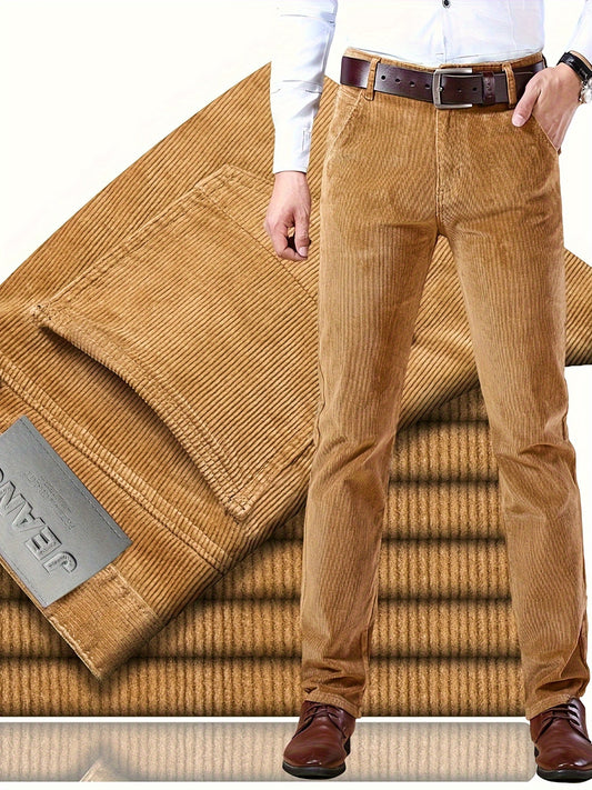Uomo Pantaloni Slim-Fit a Gamba Dritta - Tuta Ufficio e Casual per Tutte le Stagioni, Lavabili in Lavatrice - Marrone Elegante, Design Versatile, Finitura di Alta Qualità, Abbigliamento Business