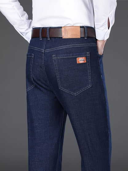 Pantaloni da lavoro pesanti da uomo - Denim finto non elasticizzato per tutte le stagioni con design classico a cinque tasche, aspetto lavato blu scuro per l'uso quotidiano e formale - Pantaloni casual resistenti per uomo, abbigliamento versatile, taglio