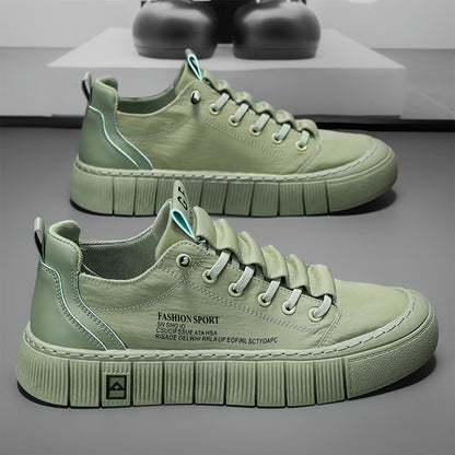 Scarpe da Ginnastica Uomo Basse e Robuste - Suola in PVC Spessa Beige & Nero, Scarponcini Retro con Lacci per Streetwear a Trazione Ammortizzata, Versatili Tutte le Stagioni Ideali per Casual, Outdoor ed Everyday (Grigio/Beige) – Tomaia Resistente Tessuto