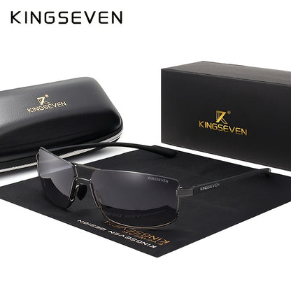 Occhiali da sole polarizzati KINGSEVEN, montatura quadrata da uomo, occhiali da donna classici, acciaio inossidabile, lenti in pz, con custodia, per Natale, San, Giorno del Ringraziamento