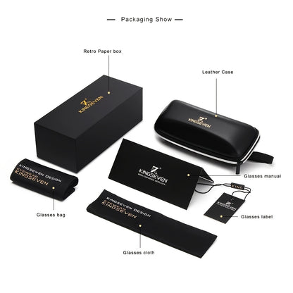 Occhiali in legno di noce nera artigianali KINGSEVEN, con montatura semipolarizzata retro per uomo e donna, stile vintage con custodia, montatura in legno massiccio, lenti in PC, ideali per l'uso quotidiano