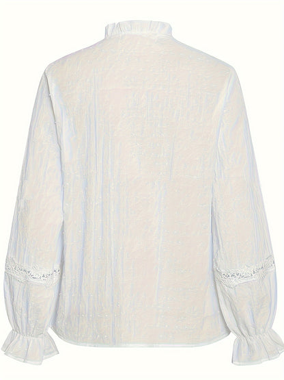 Solid Color Polka Dot Lace Shirt