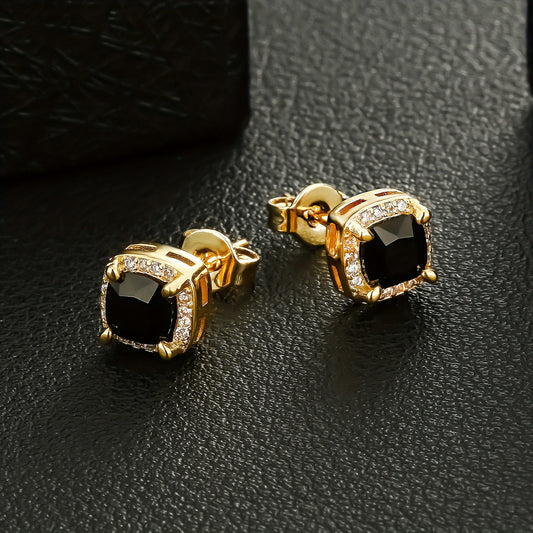1 Paio di Orecchini a Spilla Quadra Eleganti ICEDCHICS, Zirconia Sintetica, Staffa in Acciaio Inossidabile, Base in Rame, Non Magnetici, Gioielli alla Moda per Uomini e Donne