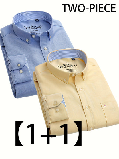 Valerio – Due Camicie Oxford a Manica Lunga Monocolore