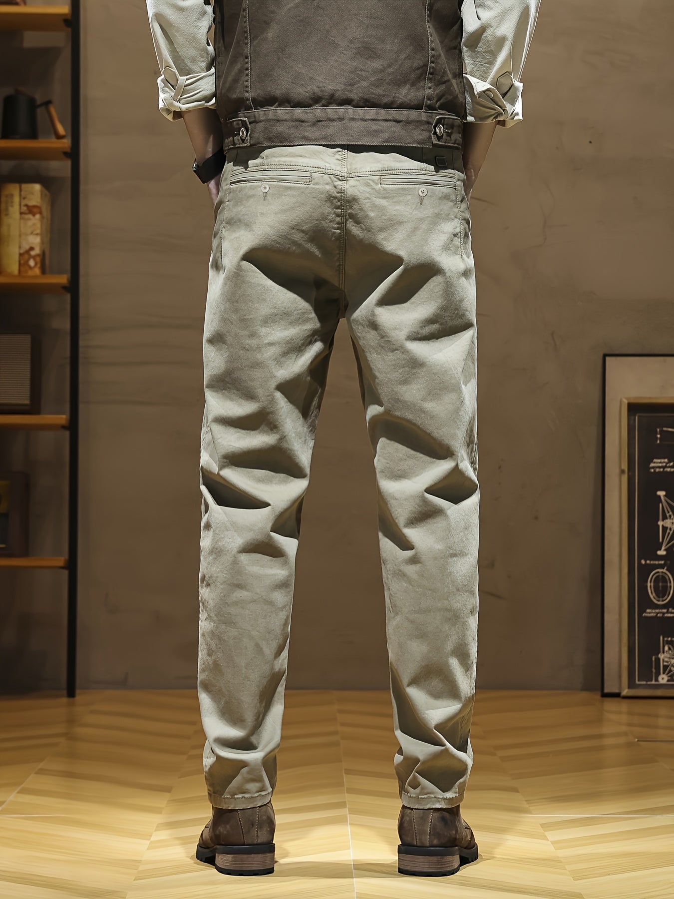 Pantaloni casual da uomo - Pantaloni beige/marrone, abbigliamento quotidiano e formale per tutte le stagioni, vestibilità regolare, abbigliamento formale non elasticizzato, abbigliamento per ufficio e casual facile da curare, abbigliamento versatile, desi