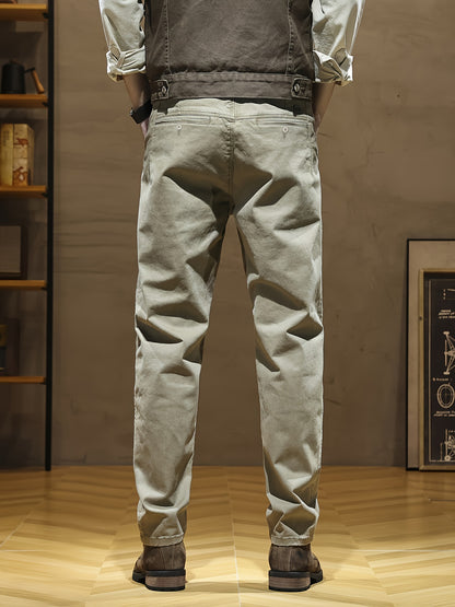 Pantaloni casual da uomo - Pantaloni beige/marrone, abbigliamento quotidiano e formale per tutte le stagioni, vestibilità regolare, abbigliamento formale non elasticizzato, abbigliamento per ufficio e casual facile da curare, abbigliamento versatile, desi