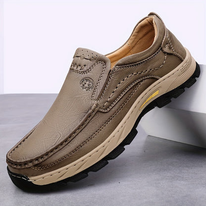 Scarpe da uomo in pelle di mucca divisa CLOHOO, comode scarpe mocassino slip-on con suola in gomma antiscivolo per camminare, calzature da uomo