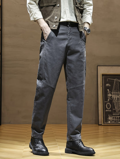 Pantaloni casual da uomo - Pantaloni beige/marrone, abbigliamento quotidiano e formale per tutte le stagioni, vestibilità regolare, abbigliamento formale non elasticizzato, abbigliamento per ufficio e casual facile da curare, abbigliamento versatile, desi