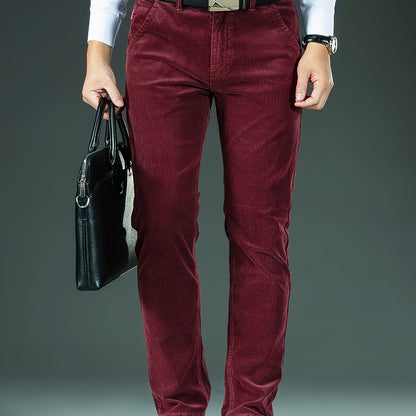 Uomo Pantaloni Slim-Fit a Gamba Dritta - Tuta Ufficio e Casual per Tutte le Stagioni, Lavabili in Lavatrice - Marrone Elegante, Design Versatile, Finitura di Alta Qualità, Abbigliamento Business