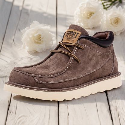 Scarpe Derby Genuine da Uomo - Stivali alla Caviglia Marroni con Chiusura a Lacci, Comode e Traspiranti, Versatili per Tutte le Stagioni, Perfette per Abbigliamento Casual, Calzature Quotidiane | Stivali alla Caviglia Sottili | Suola in Gomma Durevole