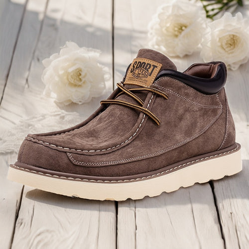 Scarpe Derby Genuine da Uomo - Stivali alla Caviglia Marroni con Chiusura a Lacci, Comode e Traspiranti, Versatili per Tutte le Stagioni, Perfette per Abbigliamento Casual, Calzature Quotidiane | Stivali alla Caviglia Sottili | Suola in Gomma Durevole