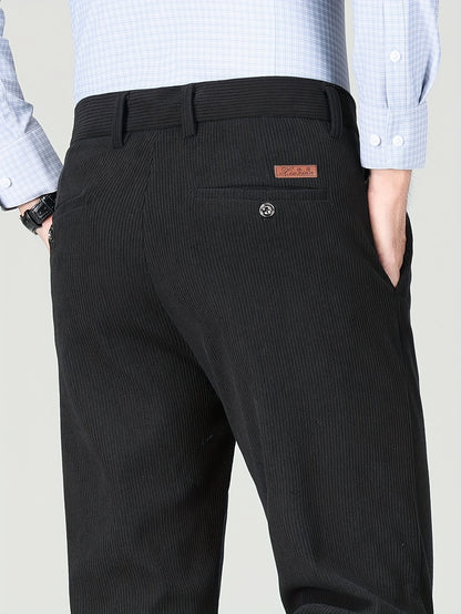 Pantaloni Eleganti da Uomo in Velluto a Coste - 5 Colori Disponibili, Pantaloni a Gamba Dritta Business Casual & Semi-Formali, Tessuto Antivizzo per Ufficio, Matrimonio, Riunioni - Primavera/Autunno (Lavaggio a Mano/Lavaggio a Secco) - Vestibilità Matura,