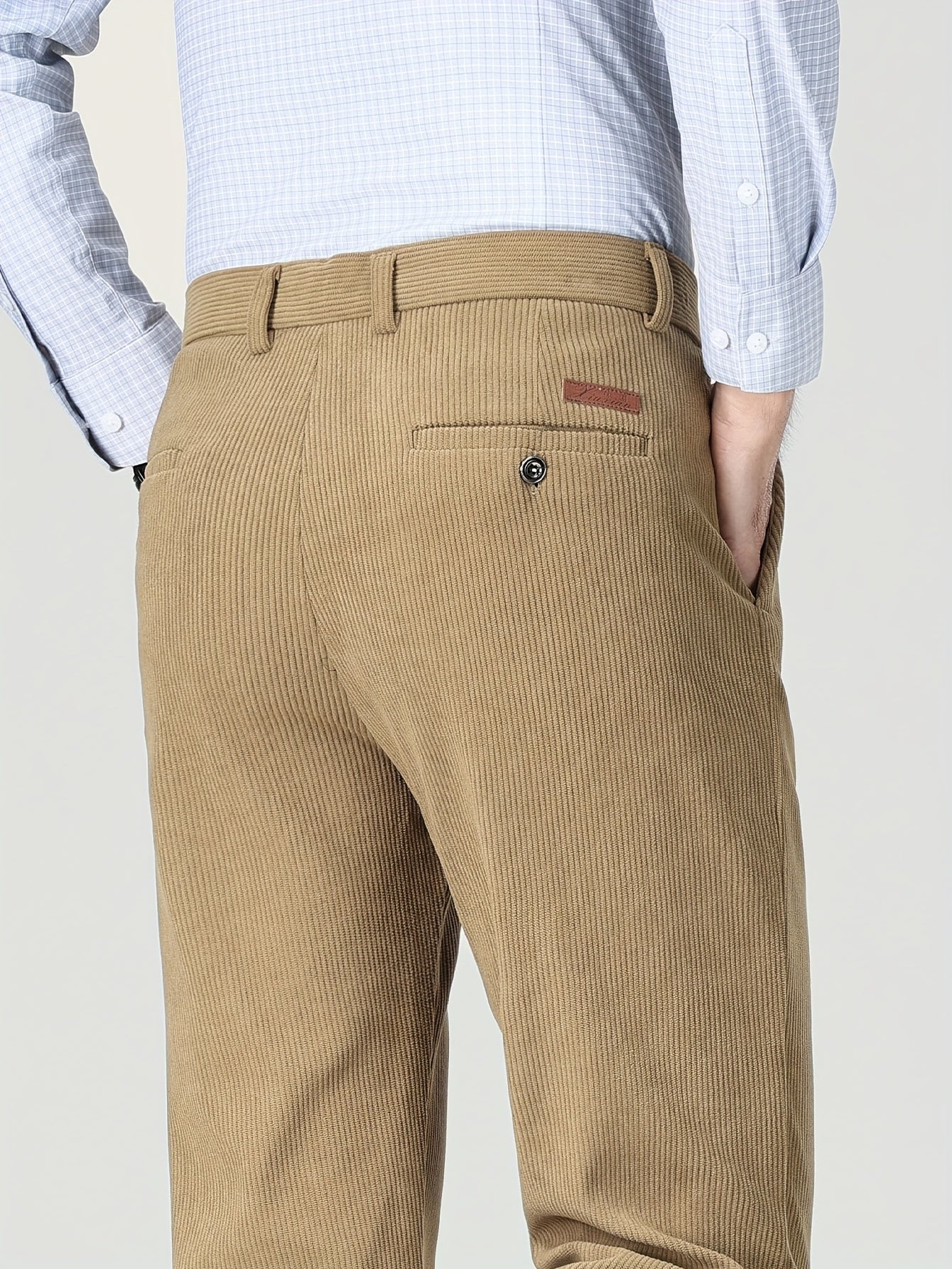 Pantaloni Eleganti da Uomo in Velluto a Coste - 5 Colori Disponibili, Pantaloni a Gamba Dritta Business Casual & Semi-Formali, Tessuto Antivizzo per Ufficio, Matrimonio, Riunioni - Primavera/Autunno (Lavaggio a Mano/Lavaggio a Secco) - Vestibilità Matura,
