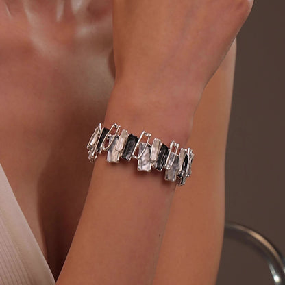 One Piece · Nuovo Bracciale Estivo in Lega Smaltata con Gocce di Colore Irregolari, Dipinto a Mano ad Olio Creatività Geometrica Splicing per Donne - Regalo Ideale Graduazione & Viaggio Amici Banchetto Festa Quotidiano Versatile. Accessorio da Voyage e Pa