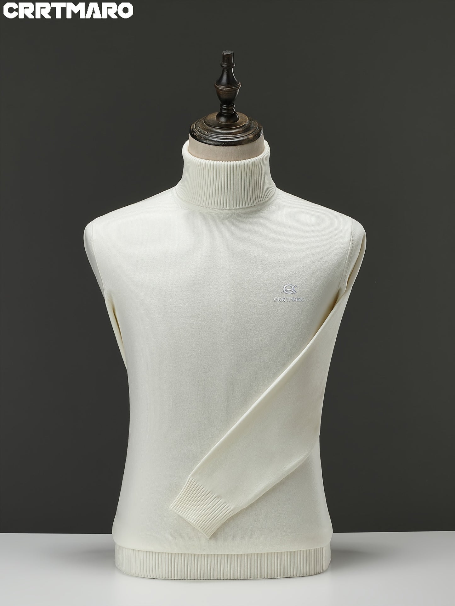 Maglione da uomo CRRTMARAO ricamato - Maglione in acrilico spesso con collo a mezza altezza, maglione casual caldo per l'autunno/inverno per uomini di mezza età, colore solido, vestibilità regolare