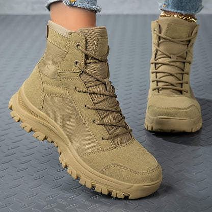 Scarpe da Trekking Donna, Stivali Tattici Antiscivolo Leggeri e Resistenti per Tutte le Stagioni, Stivaletti da Moto Mid-Cut Desert